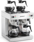 Dual Drip Commercial Coffee Maker, 200 Cup/hour, 7.2L Pour Over Coffee Machine with 4 Glass Carafe and 4 Warmers, Stainless Steel Double Coffee Brewer Staition for Restaurant and COFFEE Bar