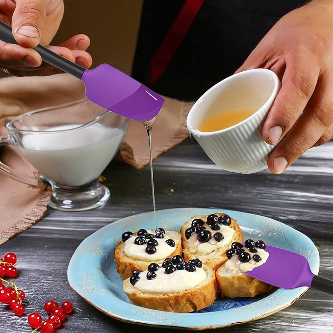 Coukre Silicone Spatula Set of 5,High Temperature Resistant, Food Grade Silicone, Dishwasher Safe, for Baking, Cooking (Purple Black)