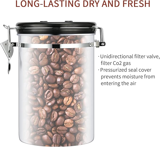 Coffee Canister, Airtight Coffee Container with Date Tracker Lid, Stainless Steel Canister for Kitchen Food Storage (Black-Copper, 9oz)