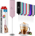 Mini & Mighty Milk Frother Wand – Powerful Handheld Coffee Frother, Battery Operated Drink Mixer – Compact Pocket Size – Detachable Whisk for Latte, Cappuccino, Matcha, Hot Chocolate – Pink