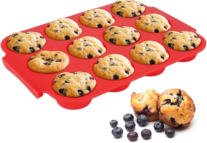Silicone Muffin Pan for Baking - Premium 12-Cup Nonstick Muffin Pan, Easy Release & Clean, Dishwasher Safe Muffin Tray for Perfect Cupcakes, Muffins & More.