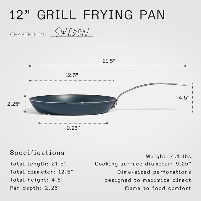 Made In Cookware - 12" Seasoned Carbon Steel Grill Frying Pan - (Like Cast Iron, but Better) - Professional Cookware - Crafted in Sweden