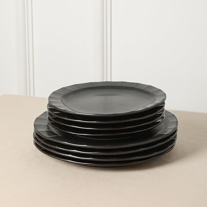 Stone Lain Oasis 4-Piece Dinner Plate Set Stoneware, Black