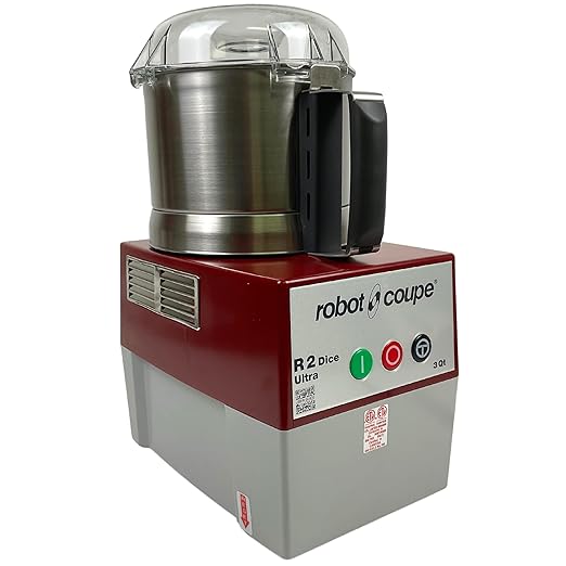 Robot Coupe R2U DICE Combination Food Processor with 3 Quart Bowl, Stainless Steel, Continuous Feed & 4 Discs, 2 hp, 120v,R2 DICE Ultra