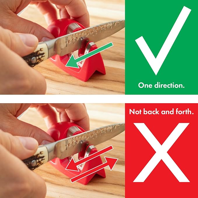 KitchenIQ 51421 | Edge Grip 2-Stage Knife Sharpener | Red – 3 Pack | Coarse & Fine Sharpener | Compact for Easy Storage | Stable Non-Slip Base | Soft Grip Rubber Handle | Straight & Serrated Knives