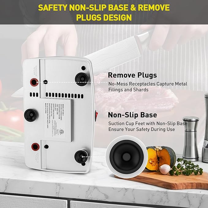 Secura 2-Stage Electric Knife Sharpener with Diamond Abrasives and Precision Angle Guides, Professional Sharpening Tool for Kitchen Straight Edge and Ceramic Knife, Black