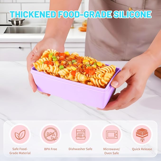 Gemice BPA-Free Silicone Freezer Molds with Base, Individual 4-Pack 2-Cup Portion Soup Cubes Freezer Tray with Lids for Food Storage, Oven & Dishwasher Safe, Silicone Freezer Containers for Meal Prep
