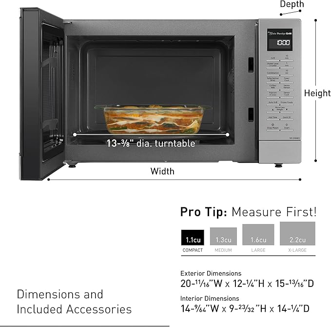 Panasonic 2-in-1 Microwave Oven with FlashXpress Broiler, Inverter Technology for Even Cooking and Smart Genius Sensor, 1000W, 1.2 cu.ft. Countertop - NN-GN68KS (Stainless Steel / Silver)