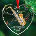 Unique Alto Saxophone Instrument Glass Christmas Ornament, Customized Year Text Name Alto Saxophone Player Ornaments Gift for Women Men Friends Besties, Personalized Musical Instrument Glass Ornament
