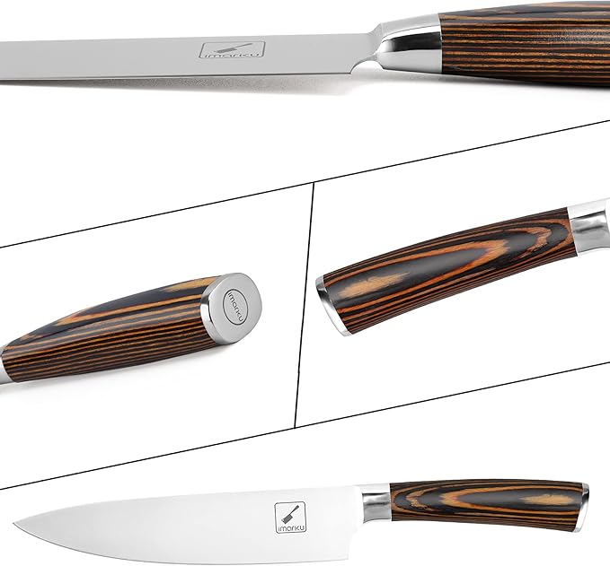 imarku Chef Knife - Pro Kitchen Knife 8 Inch Chef's Knives Japanese SUS440A Stainless Steel Sharp Paring Knife with Ergonomic Handle, Orange Handle, Christmas and Thanksgiving Gifts for Men and Women