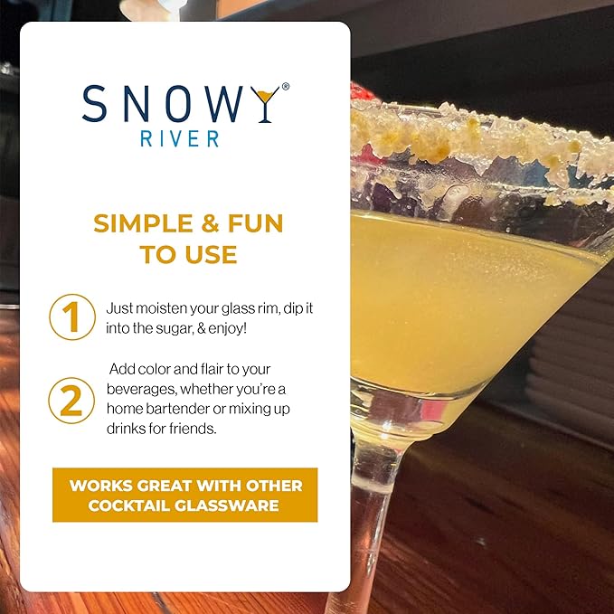 Snowy River Gold, Cocktail & Margarita Sugar Rimmer - Vibrant Color Glass Rimming Sugar with Medium Crystal Texture - 4oz