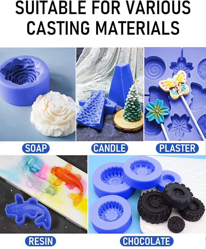 Nicpro 140oz Silicone Mold Making Kit, 30A Platinum Liquid Silicone Rubber, Flexible Silicone Molds Maker Mix Ratio 1:1 for Casting 3D Resins Molds DIY with Gloves, Sticks, Mixing Cups