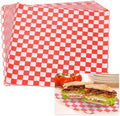 PATIKIL 8.7" x 8.7" Waxed Paper Sheets, 50Pcs Square Pattern Oil-absorbing Dry Food Wrapping Paper for Bakery Coffee Shop Home Baking Kitchen DIY, Red