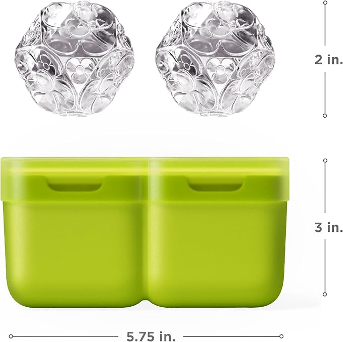 ZOKU Set of 2 Silicone Ice Molds, Deco - Large Ice Cube Molds with Flower Pattern for Craft Cocktails, Keep Drinks Colder Longer with Less Dilution, Easy-Release, BPA-Free