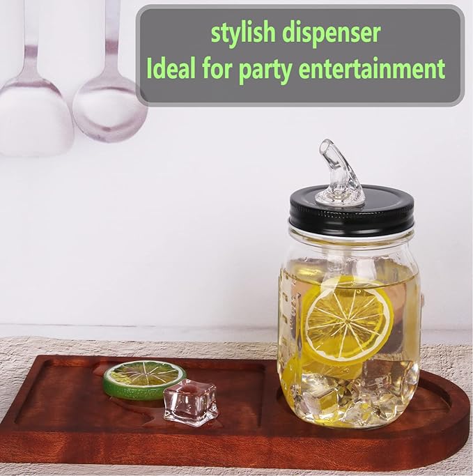Mason Jar Pour Spouts. free flow Mason Jar Pour Spouts, mason jar for spout regular mouth size 70mm dispenser germination cover. Suitable for any liquid. LeakProof 10Pack + 20 Black Lid Caps (10