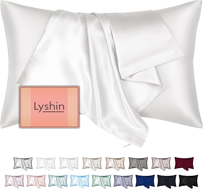 Mulberry Silk Pillow Cases Standard Size with Hidden Zipper, Ultra Smooth and Soft Breathable Cooling Silk Satin Pillowcase for Hair and Skin, Gifts for Women Men (Ivory, 20x26 Inches, 1 Pack)