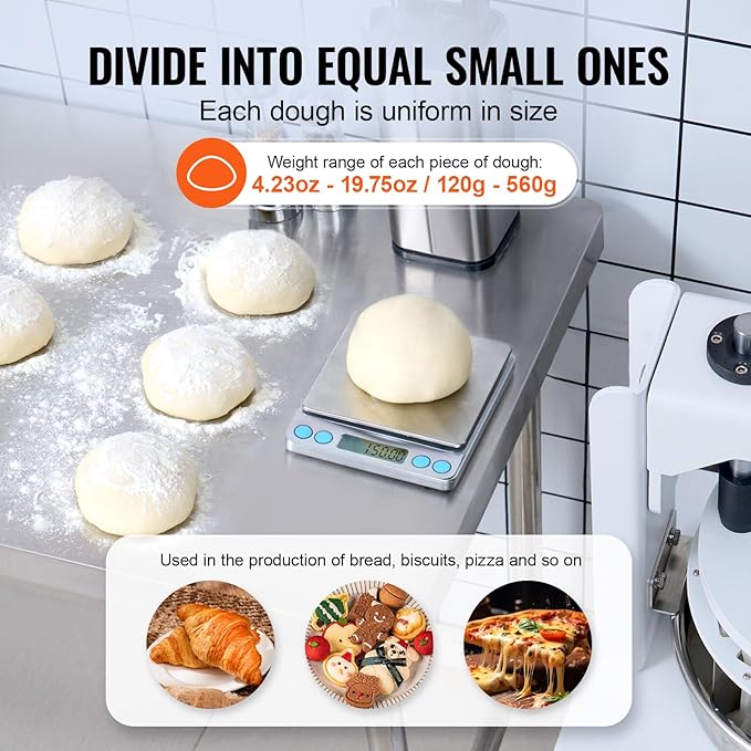 VEVOR Dough Divider,10PCS Manual Dough Divider Cutter,4.23oz-19.75oz Dough Press Dough Cutting with 304 Stainless Steel Tray and Blade,Pastry Divider for Bakery,Restaurant,Commercial Food Preparation