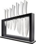 Cuisine::pro Damashiro 8-Piece Satori Knife Block - Japanese Steel Knife Set with Acacia Wood Knife Block -Damascus-Inspired Blade