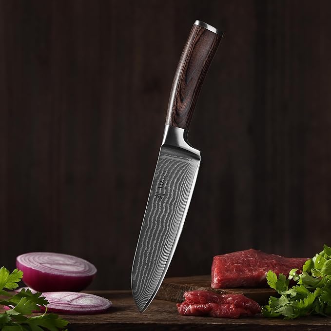 Wakoli EDIB 4-Piece Damascus Knife Set – Professional Kitchen Knives | Genuine Damascus Steel Blades with VG10 Core | Ergonomic Pakkawood Handles | Premium Chef Knife Gift Set