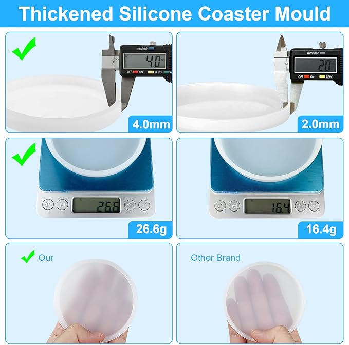 6 PCS Thickened round Coaster Resin Molds, Coaster Silicone Molds for Epoxy Resin, Coaster Molds for Resin Casting, Epoxy Resin Molds for DIY resin coasters Bowl mats, candle holders, Home Decoration.