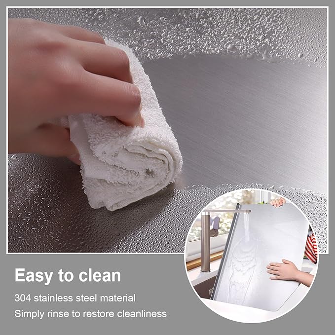 304 Stainless Steel Cutting Board – Stainless Steel Kitchen Chopping Boards Non-Slip, Dishwasher Safe – Ideal for Meat, Vegetables, Fruits, Bread & Baking – Commercial & Home Use (27.5 * 15.7in)