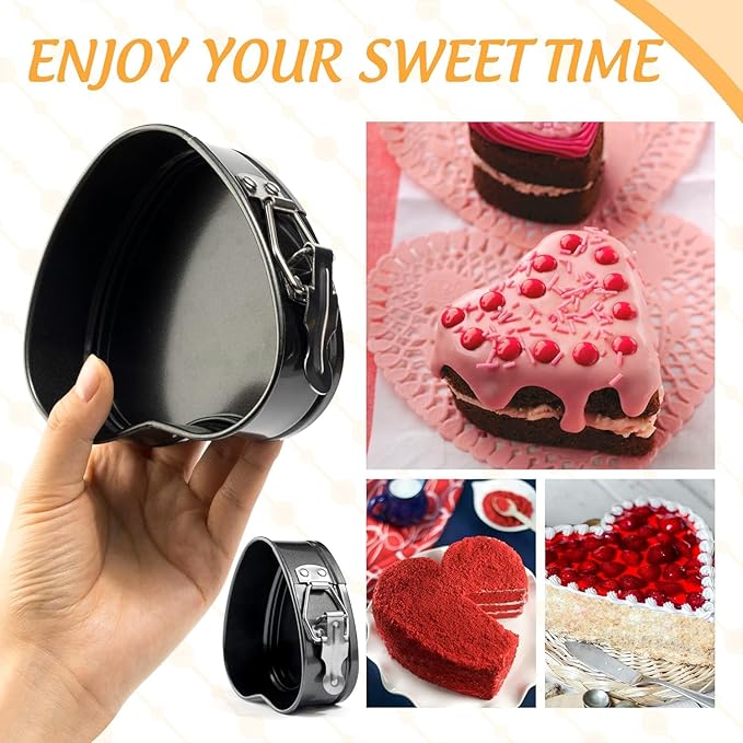 Heart Springform Cake Pan Set of 3 Non Stick Durable Cake Baking Pans with Removable Bottom Cake Molds for Baking
