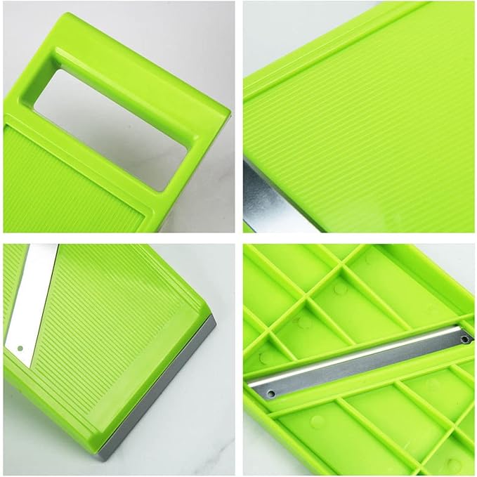 Vegetable Slicer, 4.25 x 10.8in Potato Slicer for Chips, Plastic Handheld Vegetable Chopper Kitchen Cutter with Stainless Steel Blades and Ergonomic Handle for Carrot