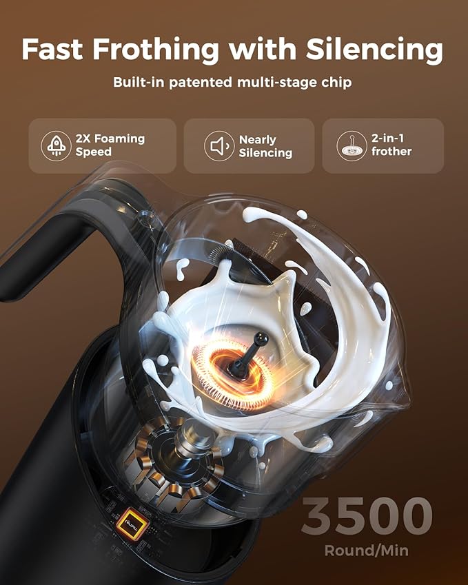 Milk Frother and Steamer, COLDFILL 8-in-1 Electric Frother for Coffee, 400ml Large Capacity Detachable Milk Steamer, Automatic Warm and Cold Foam Maker, Quiet, Dishwasher Safe, Easy to Clean