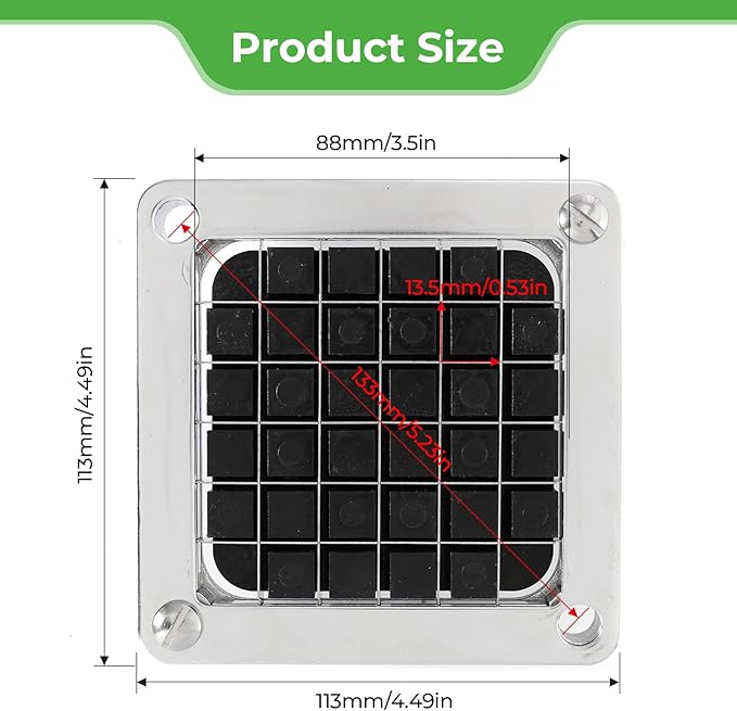 Replacement Chopper Blade Commercial Vegetable Chopper Dicer Stainless Steel Blade for Fruit Cutting Machine Tomato French Fries Cutter (1/2″ Blade)