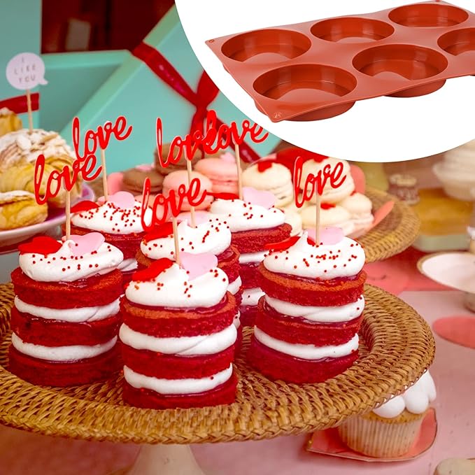 Silicone Muffin Top Pans 4 Inch Jumbo Egg Molds,3 Pack 6-Cavity Round Silicone Baking Mold for Whoopie Pie Pan,Hamburger Bun, Corn Bread, Candy, Egg bites, Muffin