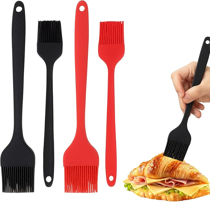 4 PCS Silicone Basting Pastry Brush,Heat Resistant Cooking Brush for Oil Butter Sauce,Premium Cooking Brush for Sauce Marinade Meat Glazing