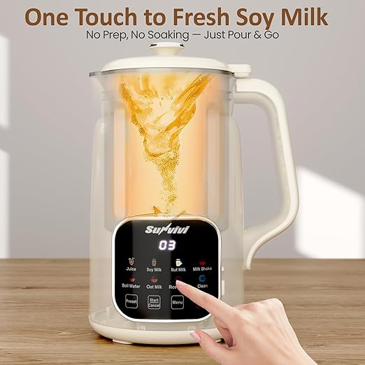 60oz Nut Milk Maker Machine: 8 in 1 Soy Milk Maker with Delay Start/Keep Warm/Self Clean, Food Processor for Soy/Nut/Oat Milk, Juice, Milkshake, Rice Paste and Boil Water, Kitchen Blender