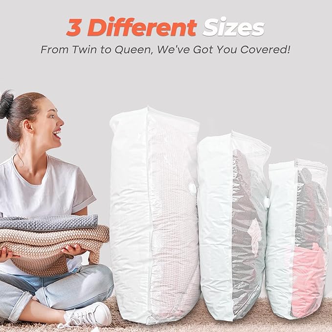 Vacuum Storage Bags for Clothing Travel, 8 Pack 29" Vacuum Seal Bags with Wireless Charging Pump Compression Packing for Clothes Suitcase Luggage Travel