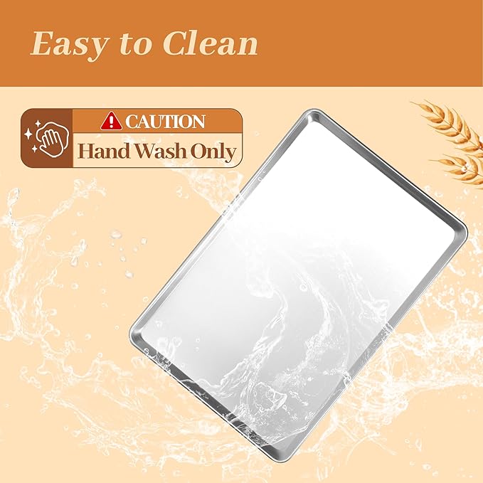 6 Pack Full Size Baking Sheet Pans, Aluminum Commercial Cookie Sheets Non-Stick, 26"x18"