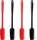 4 Pieces Long Handle Silicone Jar Spatula Kitchen Scraper Spatula Non-Stick Rubber Silicone Scraper for Jars, Smoothies, Blenders Cooking Baking Stirring Mixing (Red,Black)