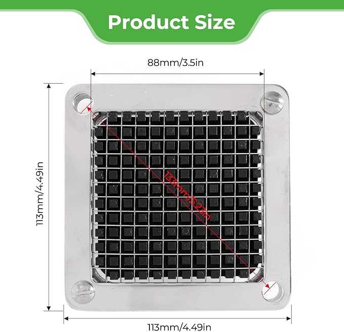 Replacement Chopper Blade Commercial Vegetable Chopper Dicer Stainless Steel Blade for Fruit Cutting Machine Tomato French Fries Cutter (2 * 1/4″ Blade)