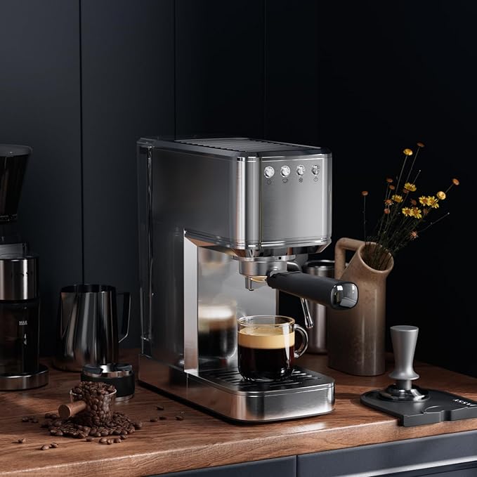 Espresso Machine with Rapid Cold Brew, Hot & Iced Coffee Machine, Espresso Maker with Milk Frother Steam Wand, One Touch Control with 41oz Water Tank for Latte, Cappuccino, Gift