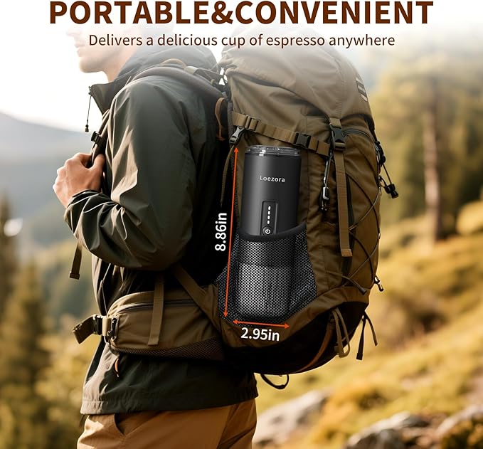 Leozora 20Bar Portable Espresso Machine, 7500mAh USB-C Rechargeable, 3-in-1 for Ground Coffee & Nespresso/DG Capsules, Stainless Steel Travel Coffee Machine for Camping, Car, Office,Black