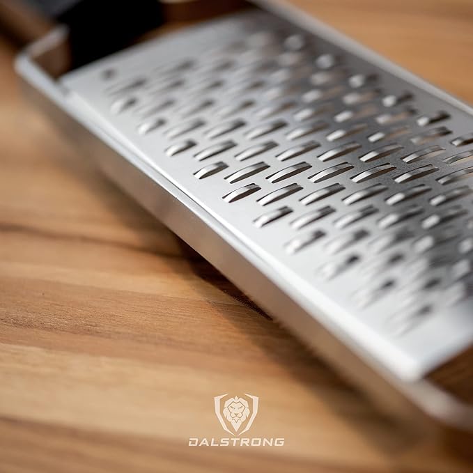 Dalstrong Professional Wide Cheese Grater - Ribbon - #304 Stainless Steel Blade - G10 Handle Kitchen Shredder - w/Blade Cover - Medium/Soft Cheese, Chocolate, Citrus, Root Vegetables - NSF Certified
