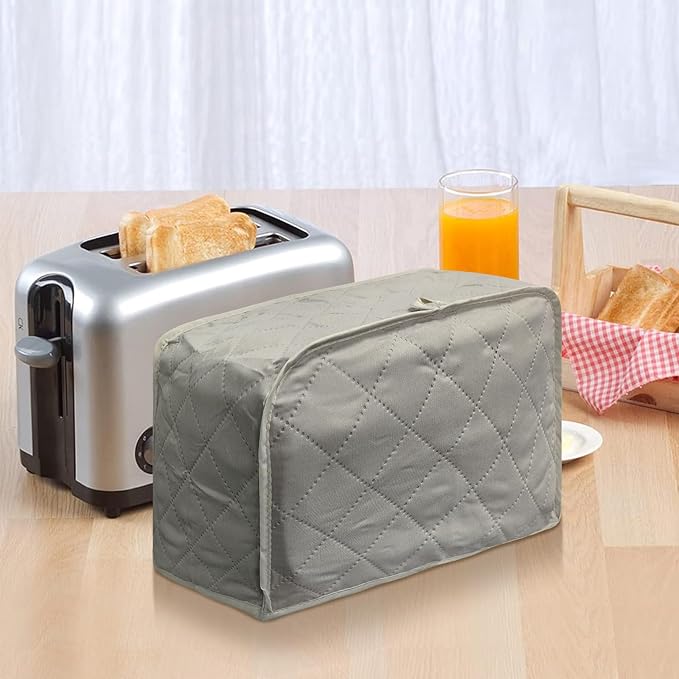 Toaster Cover 2 Slice, Bread Dust Cover & Fingerprint Protection-Polyester & Cotton, Kitchen Small Appliance(Grey)