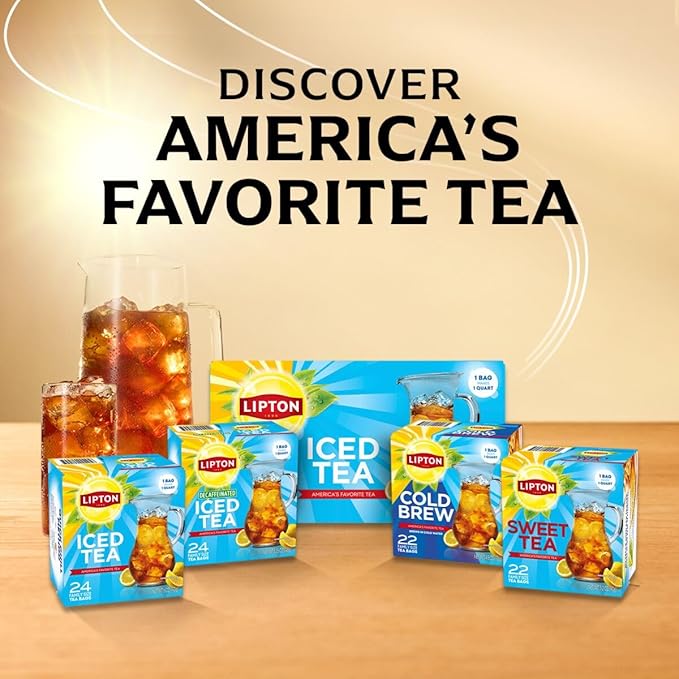 Lipton Cold Brew Iced Tea Bags, Family Size Iced Tea Bags, 132 Total Bags (22ct - Pack of 6)