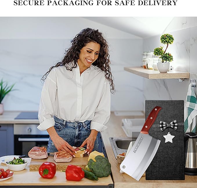 KOFERY Classic 7-inch Heavy Duty Meat Cleaver Knife - Bone Chopper for Home and Restaurant - Premium Stainless Steel Butcher's Choice