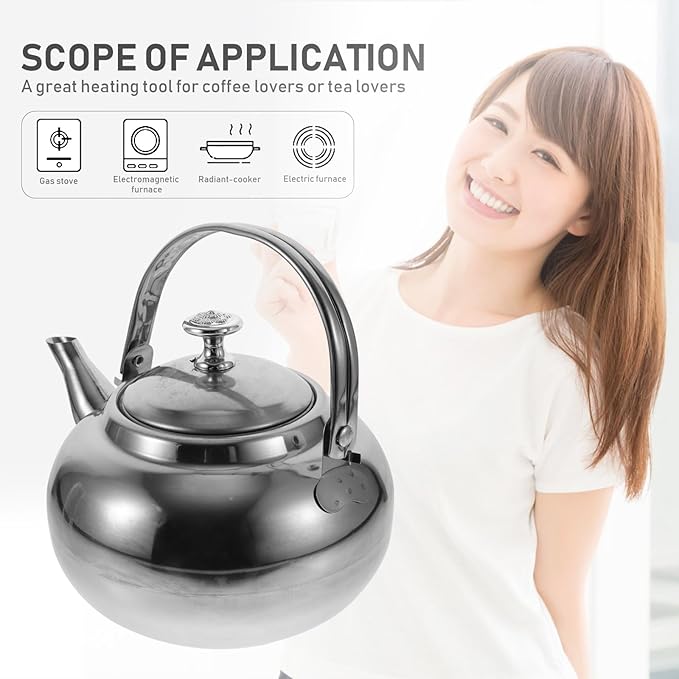 Hemoton Stainless Steel Tea Kettle with Infuser 1.2L Whistling Stove Top Kettle for Home and Camping Use