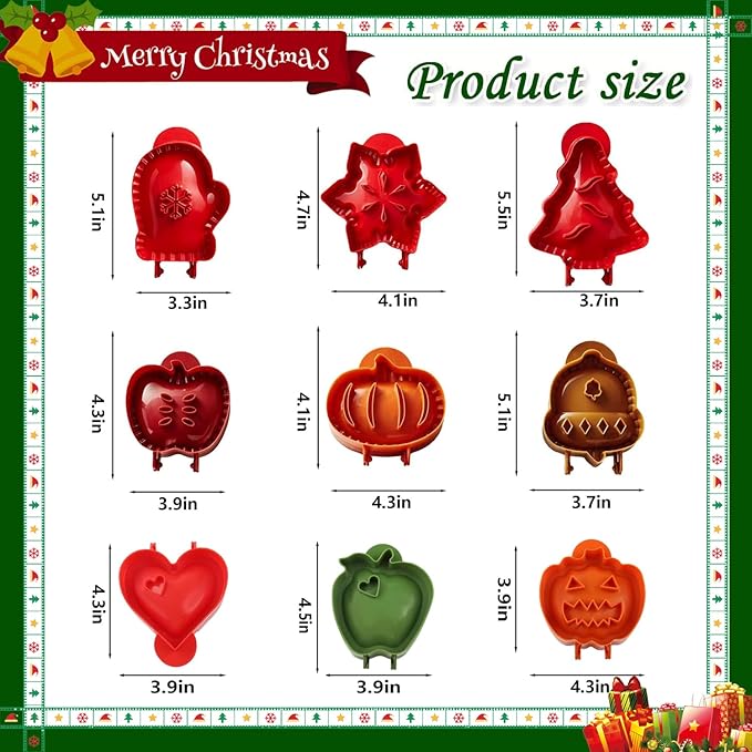 9PCS Mini Hand Pie Molds,Party Potluck Hand Pie Molds for Baking,Fits All Kinds of Festivals and Parties (9PCS-A)