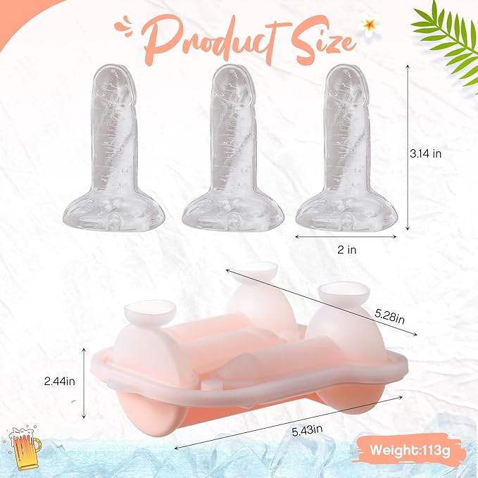 Hoolerry Ice Cube Molds Cube Trays Fun Shapes Silicone Ice Ball Maker with Lid for Whiskey Cocktails Juice Drinks Beverage Crafting Accessories White Elephant Gifting(Skin Color,Classic Style)