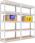 HOMEDANT House 5-Tier Laminated Metal Shelving Unit Adjustable Storage Utility Rack Heavy Duty Shelves Organization Multipurpose Shelf Kitchen Garage Pantry Closet 2Pack
