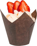 Tulip Cupcake & Muffin Liners – 50gsm Medium Floral Baking Cups – 267 Pcs Natural & Non Toxic Paper Wrappers for Wedding, Bakery, & Party Supplies, Brown, by BHI Packaging