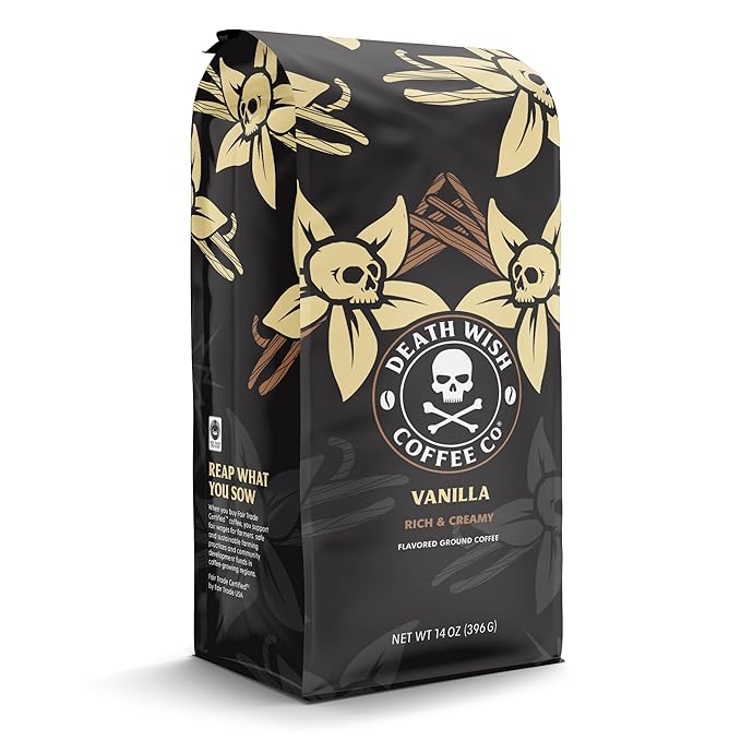 DEATH WISH COFFEE - Vanilla Ground Coffee (14 oz) (Pack of 2)