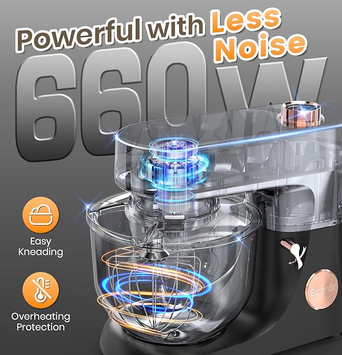 Stand Mixer Set, 6QT Kitchen Mixer with LED Touchscreen, 11-Speed Tilt-Head Mixer with Timer, 4 Preset Menus, Stainless Steel Bowl, Hook, Whisk, Beater,Plus 2QT Ice Cream Maker Attachment,Black