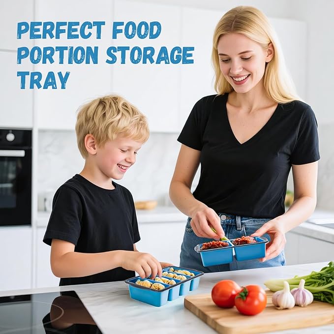 Silicone Freezer Tray With Lid, 2 Large 4 Cup Large Soup Freezer Molds Container for Meal Prepping, Ice Cube Tray, Perfect for Storing Leftovers, Sauces, Lasagna, 2-Pack